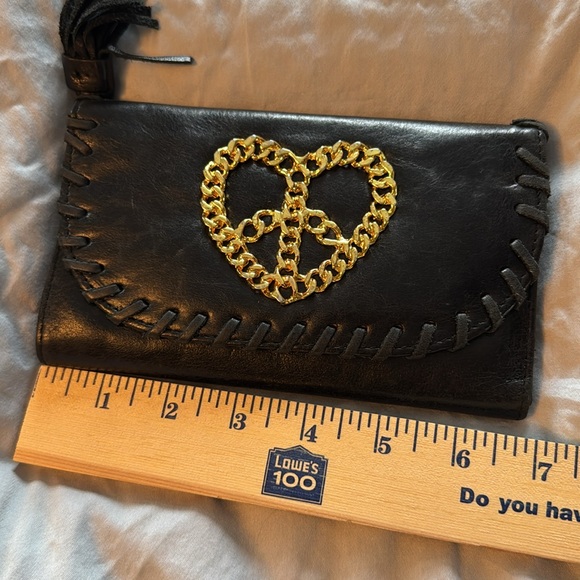 Vintage Betsey Johnson genuine leather wallet chain heart rare - Picture 4 of 5